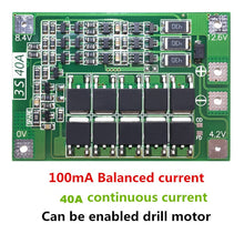 将图片加载到图库查看器，3S 40A Li-ion Lithium Battery Charger Lipo Cell Module PCB BMS Protection Board For Drill Motor 12.6V with Balance
