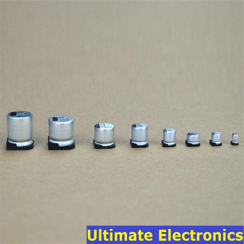 10Pcs/Lot SMD Electrolytic Capacitor 2.5V 4V 6.3V 10V 16V 25V 50V 100V 1uF 2.2uF 4.7uF 10uF 33uF 47uF 100uF 220uF 470uF 1000uF