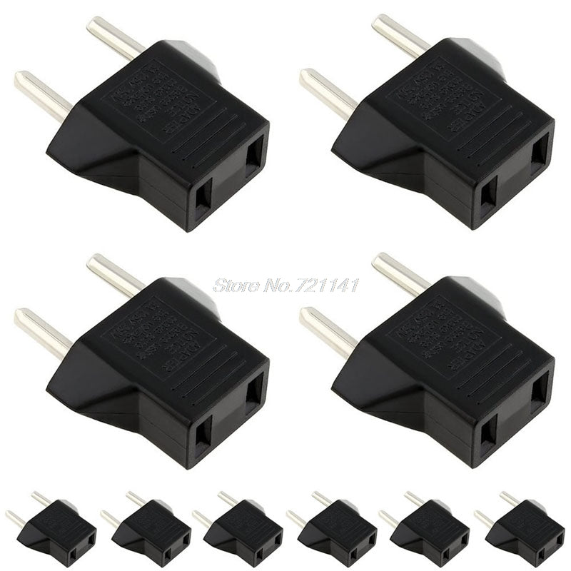 10PCS US USA To EU Euro Europe AC Power Plug Converter Travel Adapter Charger Dropship