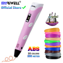 将图片加载到图库查看器，Myriwell 3D Pen DIY 3D Printer Pen Drawing Pens 3d Printing Best for Kids with ABS Filament 1.75mm Christmas Birthday gift
