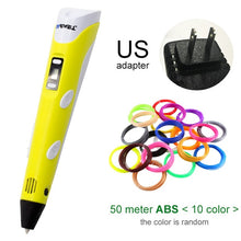 将图片加载到图库查看器，Myriwell 3D Pen DIY 3D Printer Pen Drawing Pens 3d Printing Best for Kids with ABS Filament 1.75mm Christmas Birthday gift
