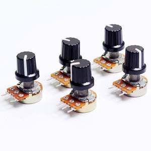 5pcs 10K 1K 100K 5K 50K OHM 3 Terminal Linear Taper Rotary potentiometer B10K 103 for Arduino